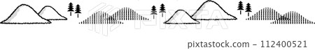 Simple monochrome mountain border Simple monochrome mountain border 112400521