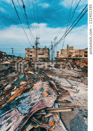 2020 Noto Peninsula Earthquake Scorched townscape 112401395