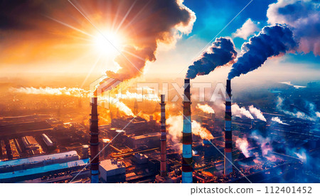 Pollution From Industrial Fumes and Global Warming - Generative Ai 112401452