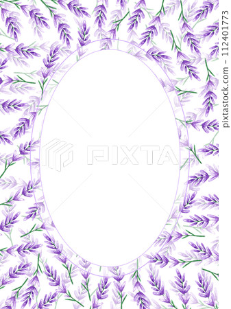 Hand drawn watercolor lavender wildflower frame border isolated on white background. Can be used for cards, invitation, poster and other printed products. 112401773