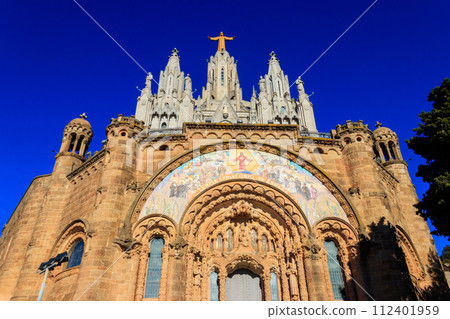 Expiatory Church of the Sacred Heart of Jesus on the summit of Mount Tibidabo in Barcelona, Catalonia, Spain 112401959