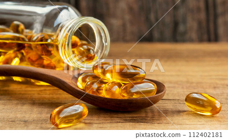 Fish Oil Omega 3 Capsules Vitamin with EPA and DHA - Generative Ai 112402181