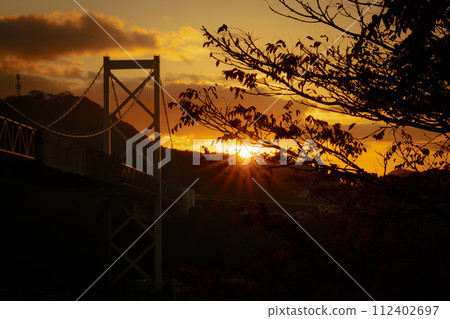 Kanmon Bridge and sunrise ② Kanmon Bridge and sunrise ② 112402697