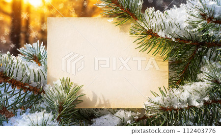 Template for a Christmas or New Year Greeting Card - Generative Ai 112403776