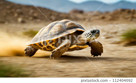 Fast Turtle Running at Full Speed in the Desert - Generative Ai 112404092