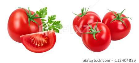 Tomato isolated on white background with full depth of field. Tomato isolated on white background with full depth of field. 112404859