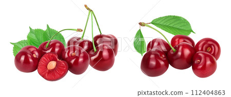 red sweet cherry isolated on white background with full depth of field 112404863