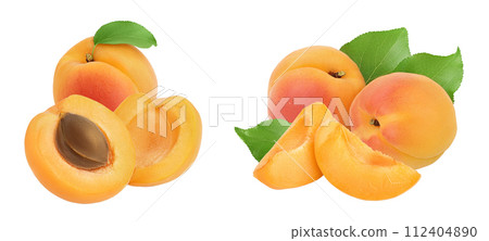 apricot fruit isolated on white background. Clipping path and with full depth of field 112404890