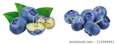 fresh blueberry and half isolated on white background closeup with full depth of field 112404941