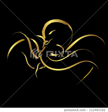 Octopus stroke paint over black background Octopus stroke paint over black background 112405182
