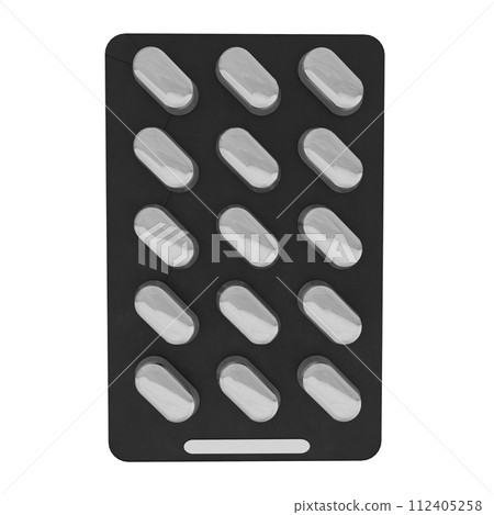 A box of pills with a white background 112405258