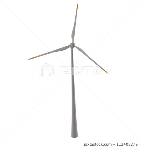 A wind turbine is standing tall on a white background A wind turbine is standing tall on a white background 112405279