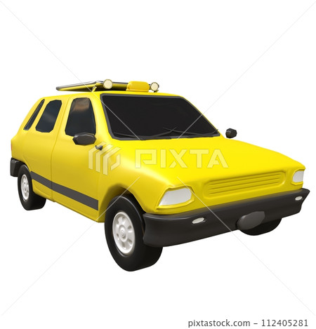 A yellow taxi car with a black top 112405281