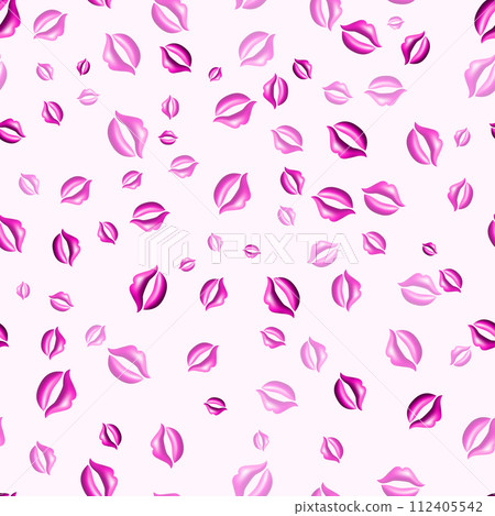 3d pink abstract lips seamless pattern background. Love vector illustration design. Sexy mouth, glamour lipstick, makeup, make up. 112405542