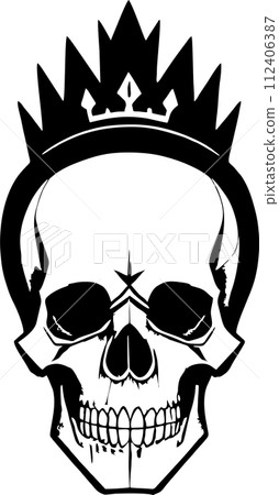 simple black graphic drawing of a human skull, logo, tattoo 112406387