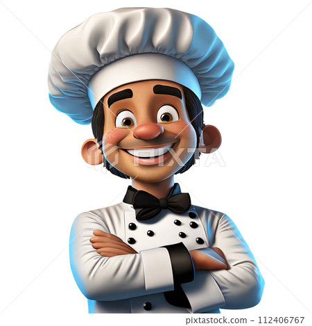 3D Cartoon Character of a Male Chef With Crossed Arms - Generative Ai 112406767