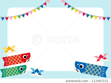 Carp streamer children's day frame background 1 blue 112407222