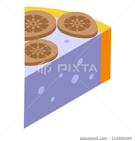 Figs cheese cake icon. Isometric of figs cheese cake vector icon for web design isolated on white background Figs cheese cake icon. Isometric of figs cheese cake vector icon for web design isolated on white background 112408104