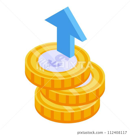 Monetization dollar coins icon. Isometric of monetization dollar coins vector icon for web design isolated on white background Monetization dollar coins icon. Isometric of monetization dollar coins vector icon for web design isolated on white background 112408117