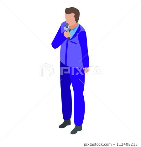 Man street reportage icon. Isometric of man street reportage vector icon for web design isolated on white background Man street reportage icon. Isometric of man street reportage vector icon for web design isolated on white background 112408215