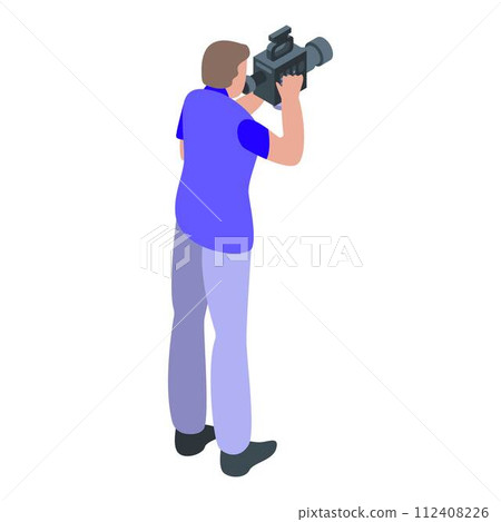 Reportage cameraman icon. Isometric of reportage cameraman vector icon for web design isolated on white background 112408226