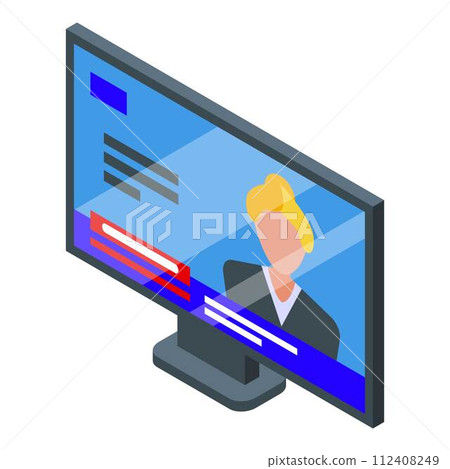 Tv reportage icon. Isometric of tv reportage vector icon for web design isolated on white background Tv reportage icon. Isometric of tv reportage vector icon for web design isolated on white background 112408249