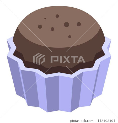 Chocolate paste cupcake icon. Isometric of chocolate paste cupcake vector icon for web design isolated on white background Chocolate paste cupcake icon. Isometric of chocolate paste cupcake vector icon for web design isolated on white background 112408301