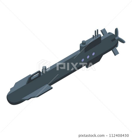 Army submarine icon. Isometric of army submarine vector icon for web design isolated on white background Army submarine icon. Isometric of army submarine vector icon for web design isolated on white background 112408430