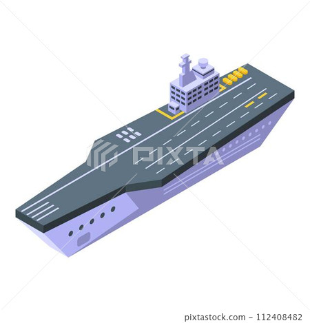 Combat aircraft carrier icon. Isometric of combat aircraft carrier vector icon for web design isolated on white background 112408482