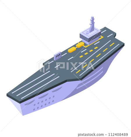 Aircraft carrier top army icon. Isometric of aircraft carrier top army vector icon for web design isolated on white background 112408489