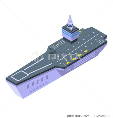 Aircraft carrier attack icon. Isometric of aircraft carrier attack vector icon for web design isolated on white background Aircraft carrier attack icon. Isometric of aircraft carrier attack vector icon for web design isolated on white background 112408492
