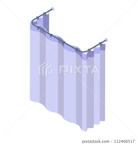 Modern shower curtain icon. Isometric of modern shower curtain vector icon for web design isolated on white background Modern shower curtain icon. Isometric of modern shower curtain vector icon for web design isolated on white background 112408517