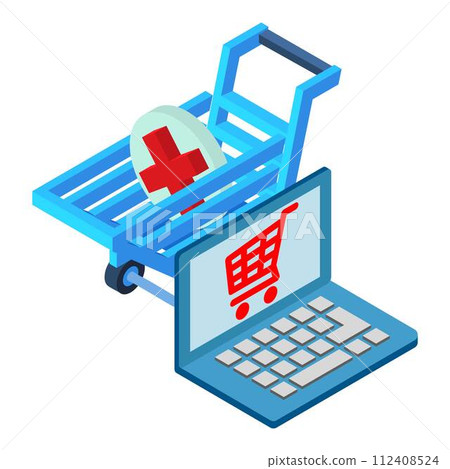 Internet shopping icon. Isometric illustration of internet shopping vector icon for web Internet shopping icon. Isometric illustration of internet shopping vector icon for web 112408524