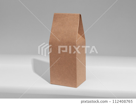 Kraft vertical product package, upright box. Carton packing mockup Kraft vertical product package, upright box. Carton packing mockup 112408765