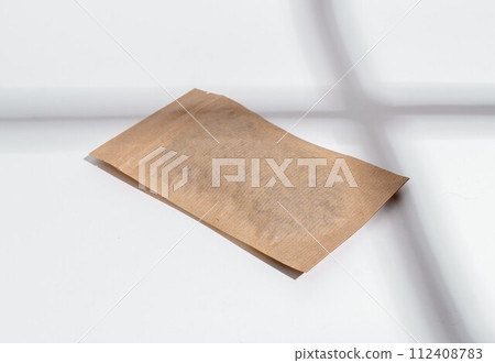 Zip-lock pack, kraft paper bag. Brown tea pouch, product package, zipper Zip-lock pack, kraft paper bag. Brown tea pouch, product package, zipper 112408783