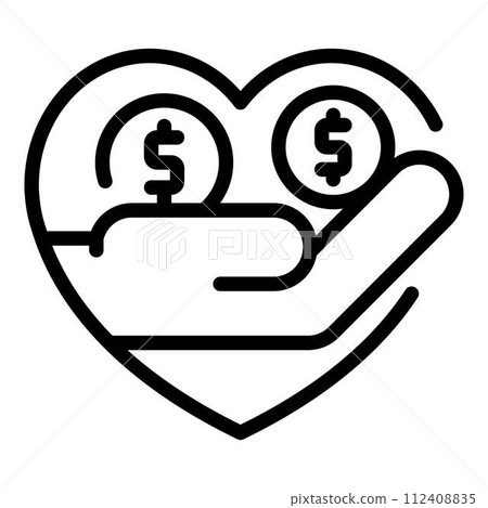 Charity money icon. Outline charity money vector icon for web design isolated on white background 112408835