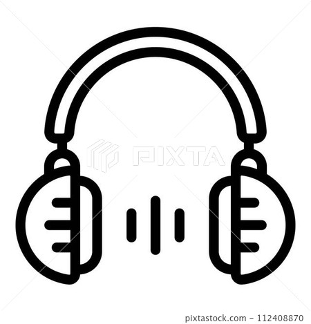 Headphones event icon. Outline headphones event vector icon for web design isolated on white background Headphones event icon. Outline headphones event vector icon for web design isolated on white background 112408870