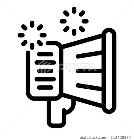Announce event icon. Outline announce event vector icon for web design isolated on white background Announce event icon. Outline announce event vector icon for web design isolated on white background 112408874