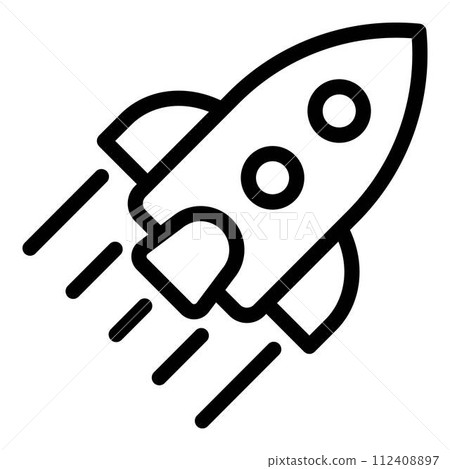 Startup rocket icon. Outline startup rocket vector icon for web design isolated on white background 112408897