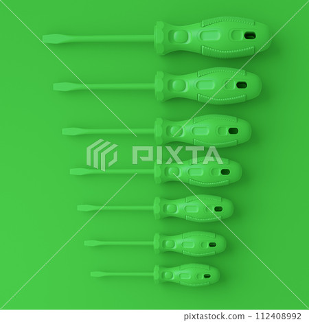 Set of monochrome screwdrivers on multicolor background Set of monochrome screwdrivers on multicolor background 112408992