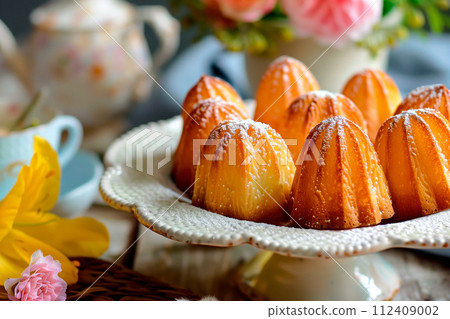 Classic French madeleine cookies, buttery and delicate, mini sponge cake baked in scallop mold 112409002