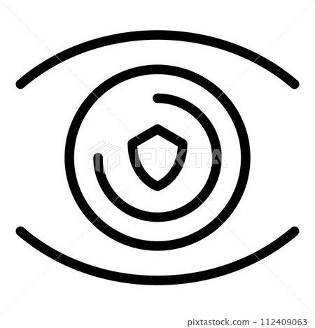 Secured eye icon. Outline secured eye vector icon for web design isolated on white background Secured eye icon. Outline secured eye vector icon for web design isolated on white background 112409063