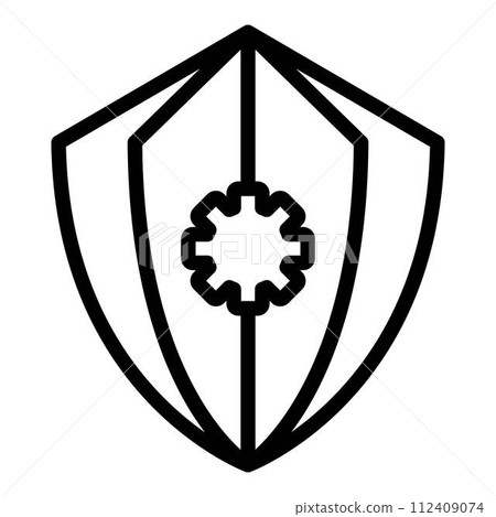 Secured gear control icon. Outline secured gear control vector icon for web design isolated on white background 112409074