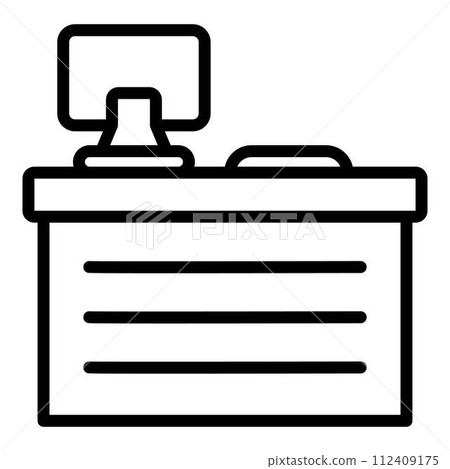 Office pc table icon. Outline office pc table vector icon for web design isolated on white background 112409175
