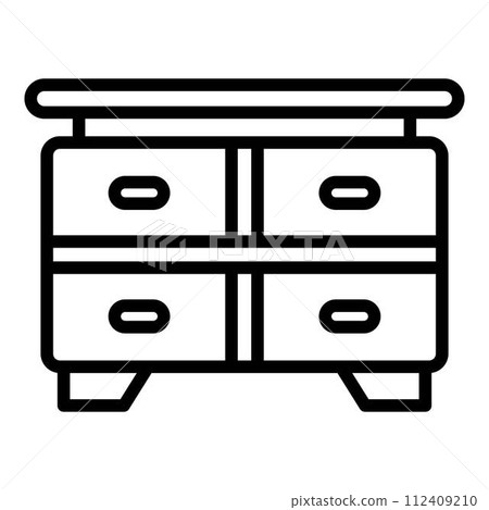 Table drawer icon. Outline table drawer vector icon for web design isolated on white background Table drawer icon. Outline table drawer vector icon for web design isolated on white background 112409210