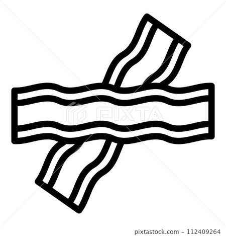 Bacon slice icon. Outline bacon slice vector icon for web design isolated on white background Bacon slice icon. Outline bacon slice vector icon for web design isolated on white background 112409264