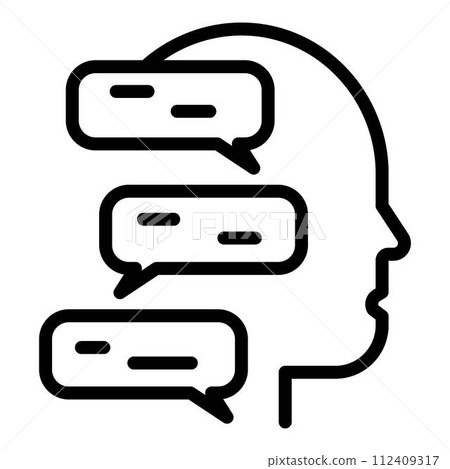 Mind chat bubble icon. Outline mind chat bubble vector icon for web design isolated on white background Mind chat bubble icon. Outline mind chat bubble vector icon for web design isolated on white background 112409317