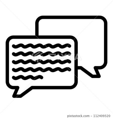 Long chat bubble icon. Outline long chat bubble vector icon for web design isolated on white background Long chat bubble icon. Outline long chat bubble vector icon for web design isolated on white background 112409320