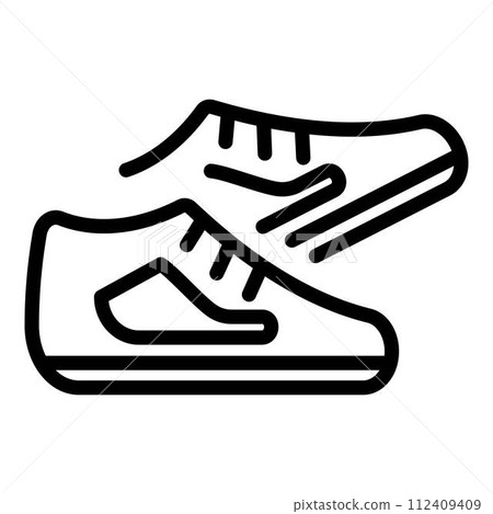 Nordic walking shoes icon. Outline nordic walking shoes vector icon for web design isolated on white background Nordic walking shoes icon. Outline nordic walking shoes vector icon for web design isolated on white background 112409409