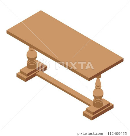 Kitchen table icon. Isometric of kitchen table vector icon for web design isolated on white background Kitchen table icon. Isometric of kitchen table vector icon for web design isolated on white background 112409455